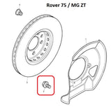 Front Brake Disc Backplate Retaining Bolt - Rover 25 / 45 / 75 / MG ZR / ZS / ZT - FS105107 / FS105106 - OEM-Q