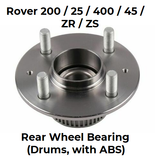 Rover 200 / 25 / 400 / 45 / ZR / ZS Rear Wheel Bearing Kit - Rear Drums & ABS - RLB000070 Genuine MG